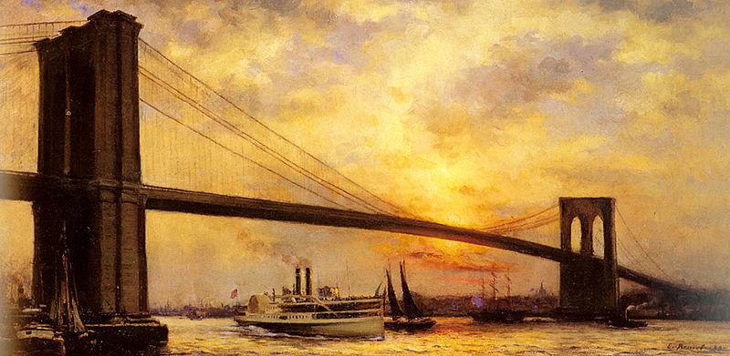 unknow artist View of the Brooklyn Bridge oil painting image